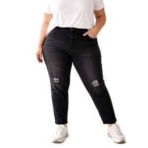 Lisa Rinna High Rise Skinny Jeans Ripped Black Ankle Size 24